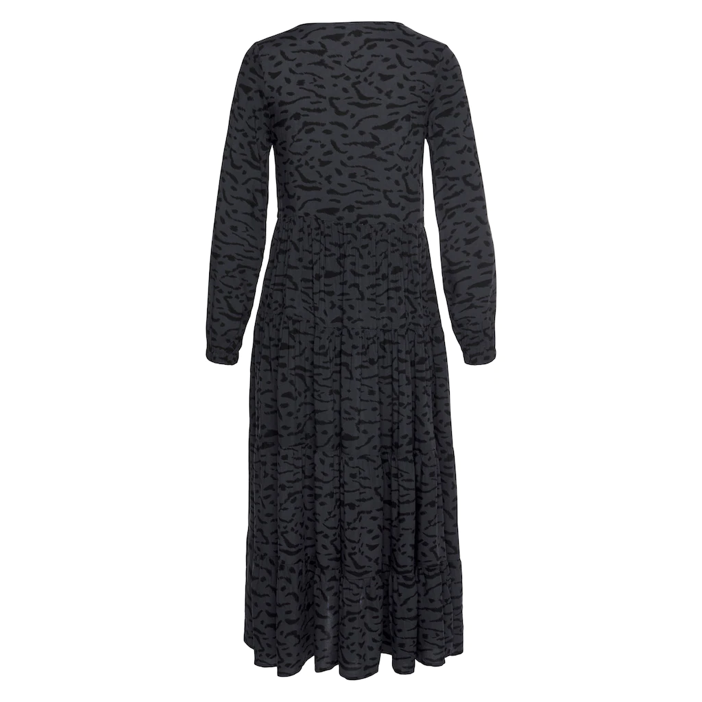 LASCANA Maxikleid mit Alloverprint und Volants langärmlig Druckkleid casual-chic Clearance-Verkauf