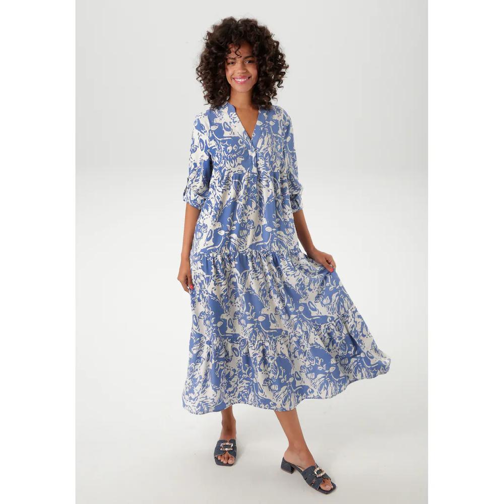 Aniston CASUAL Maxikleid mit großflächigem. grafischen Blumendruck - NEUE KOLLEKTION Angebote