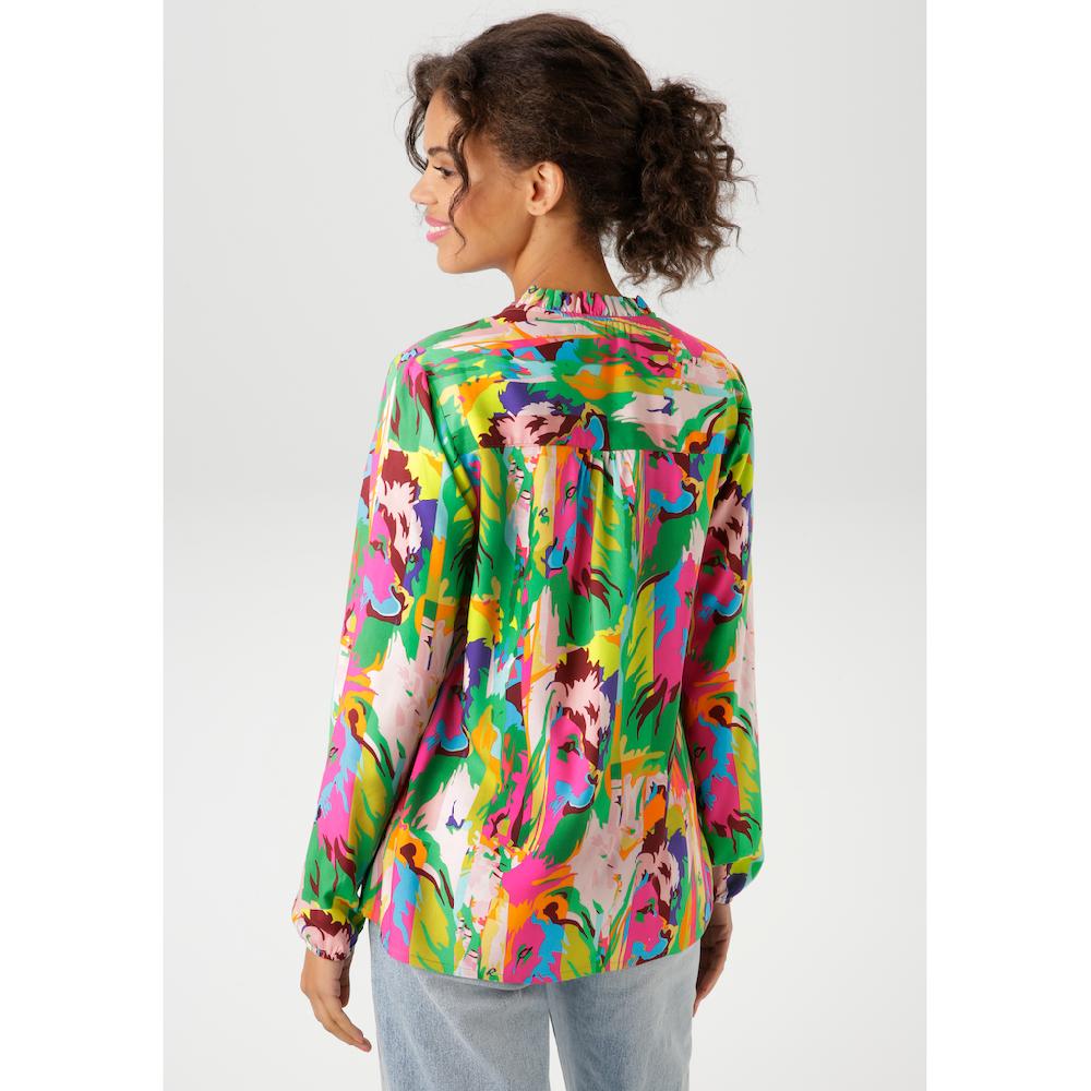 Aniston CASUAL Schlupfbluse mit Löwenköpfen im farbenfrohen Dschungel-Print - NEUE KOLLEKTION Blitzverkäufe
