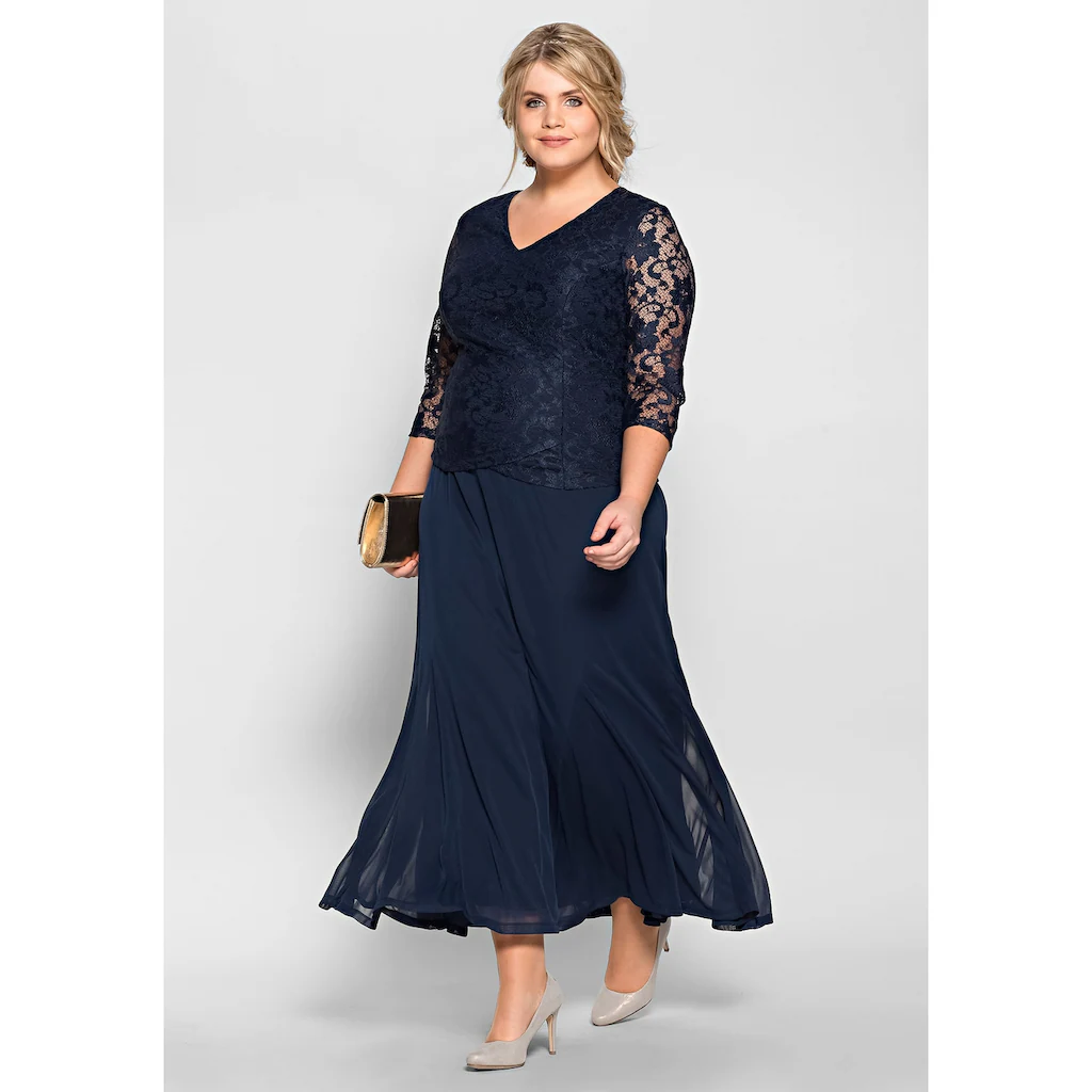 Sheego Abendkleid »Große Größen« mit floraler Spitze Preisnachlass