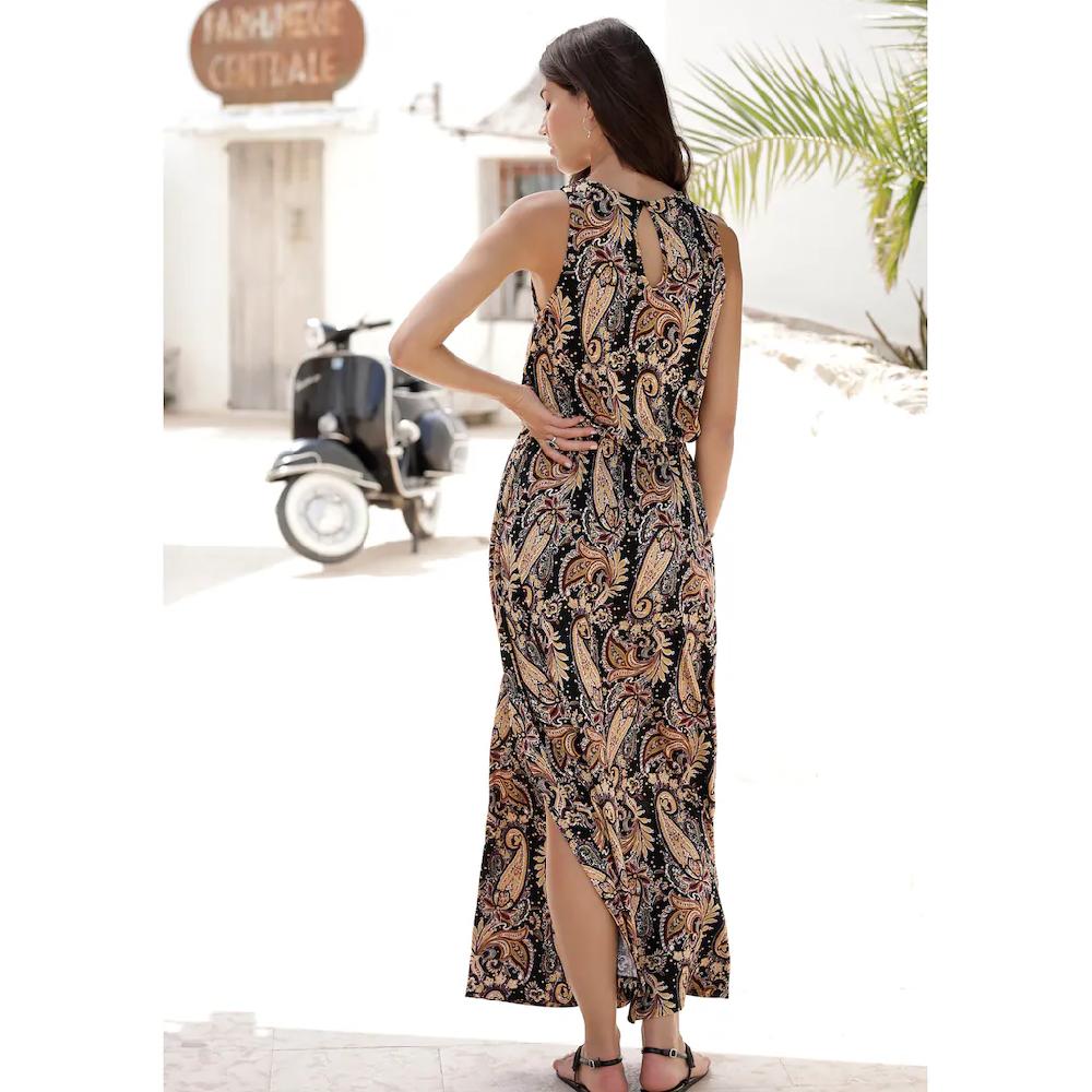 LASCANA Maxikleid mit Paisleyprint und Schlitz Sommerkleid mit Taschen Strandkleid Zeitlich begrenztes Angebot