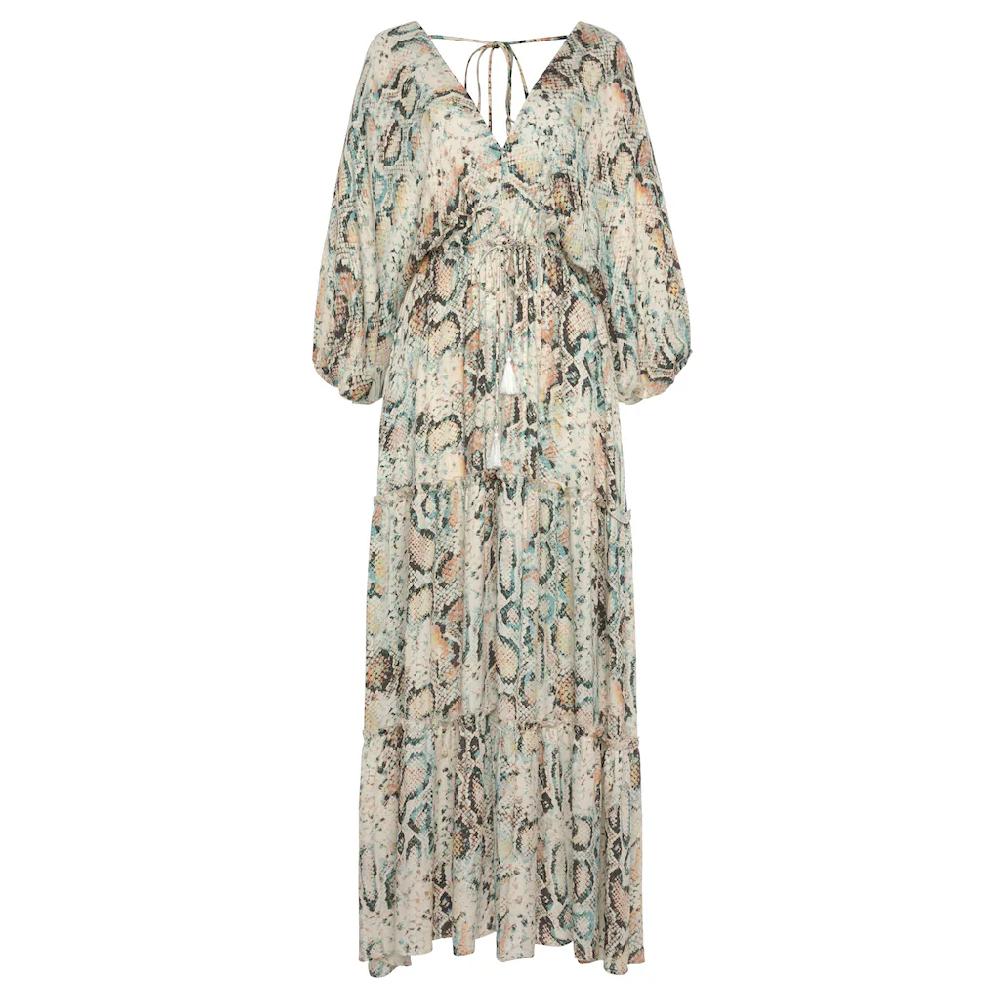 Buffalo Maxikleid mit Schlangenmuster und V-Ausschnitt Sommerkleid causal-chic Tägliche Deals