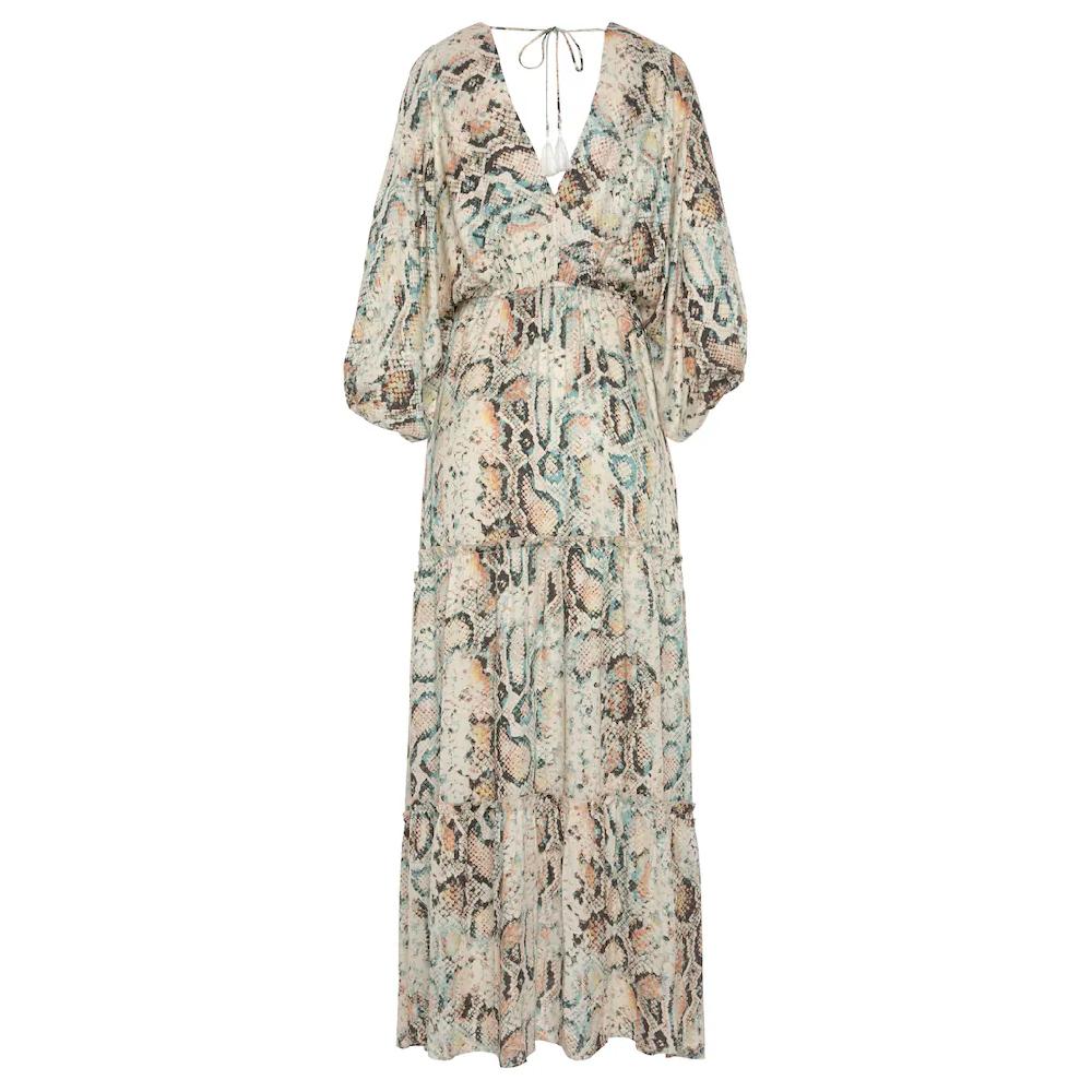 Buffalo Maxikleid mit Schlangenmuster und V-Ausschnitt Sommerkleid causal-chic Tägliche Deals