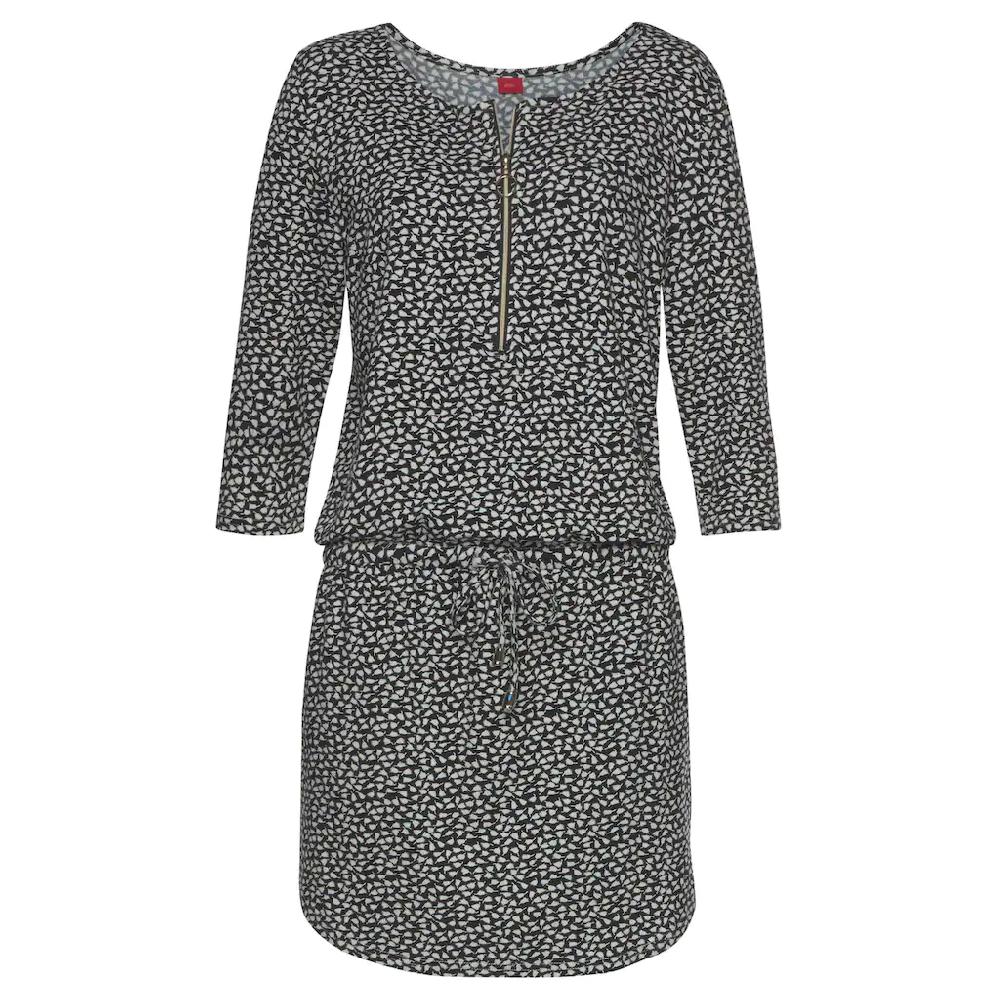 s.Oliver Sommerkleid mit Reißverschluss und 3/4-Ärmeln Jerseykleid mit Taschen Super Sparpreis