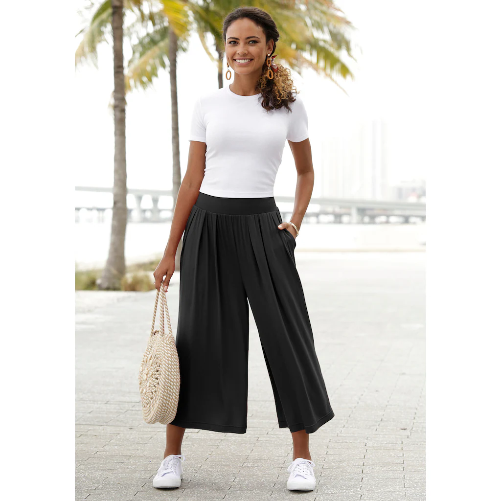 LASCANA Culotte mit extra-weitem Bein und Taschen bequeme Jerseyhose Wochenangebot
