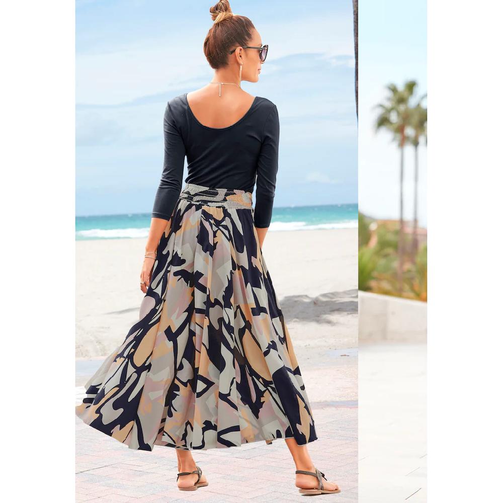 LASCANA Hosenrock mit grafischem Alloverdruck Culotte extraweites Bein Letzte 3 Tage
