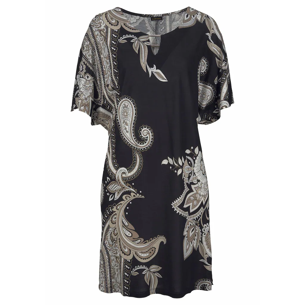 LASCANA Jerseykleid mit Zierdetail am Ausschnitt sommerliches Tunikakleid Strandkleid Letzter Tag