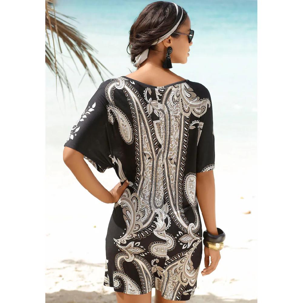 LASCANA Jerseykleid mit Zierdetail am Ausschnitt sommerliches Tunikakleid Strandkleid Letzter Tag