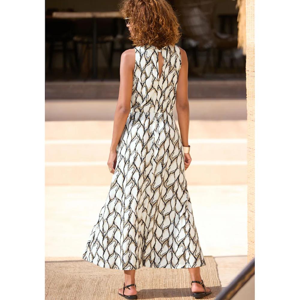 LASCANA Jerseykleid mit Alloverdruck Midikleid hochgeschlossen sommerlich-elegant Bis zu 60% Rabatt