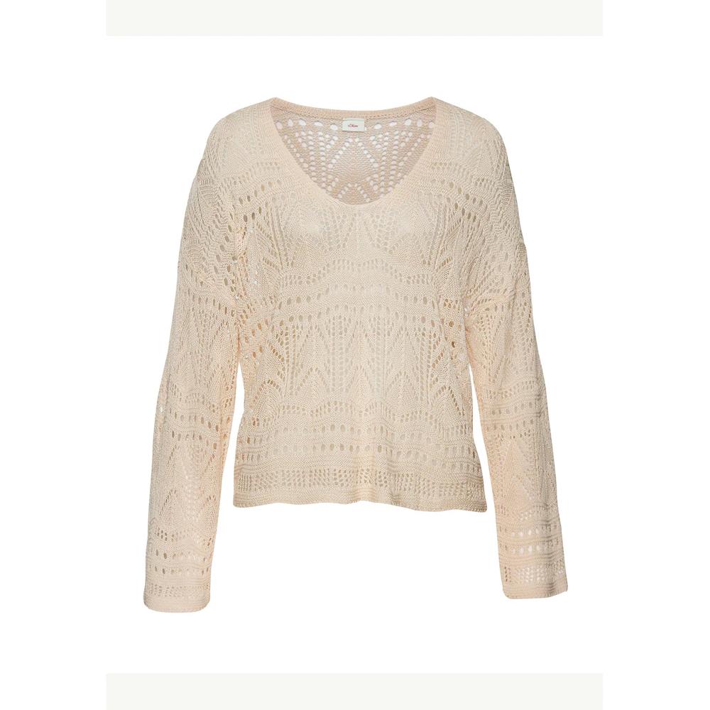 s.Oliver Strandpullover mit semi-transparentem Ajourmuster sommerlicher Strickpullover Sonderangebot der Fabrik