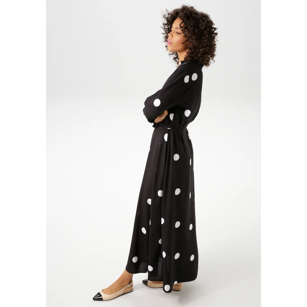 Aniston CASUAL Blusenkleid (mit abnehmbarem Bindeband) mit kontrastfarbigen Punkten - jedes Teil ein Unikat - NEUE KOLLEKTION Bis zu 55% Rabatt