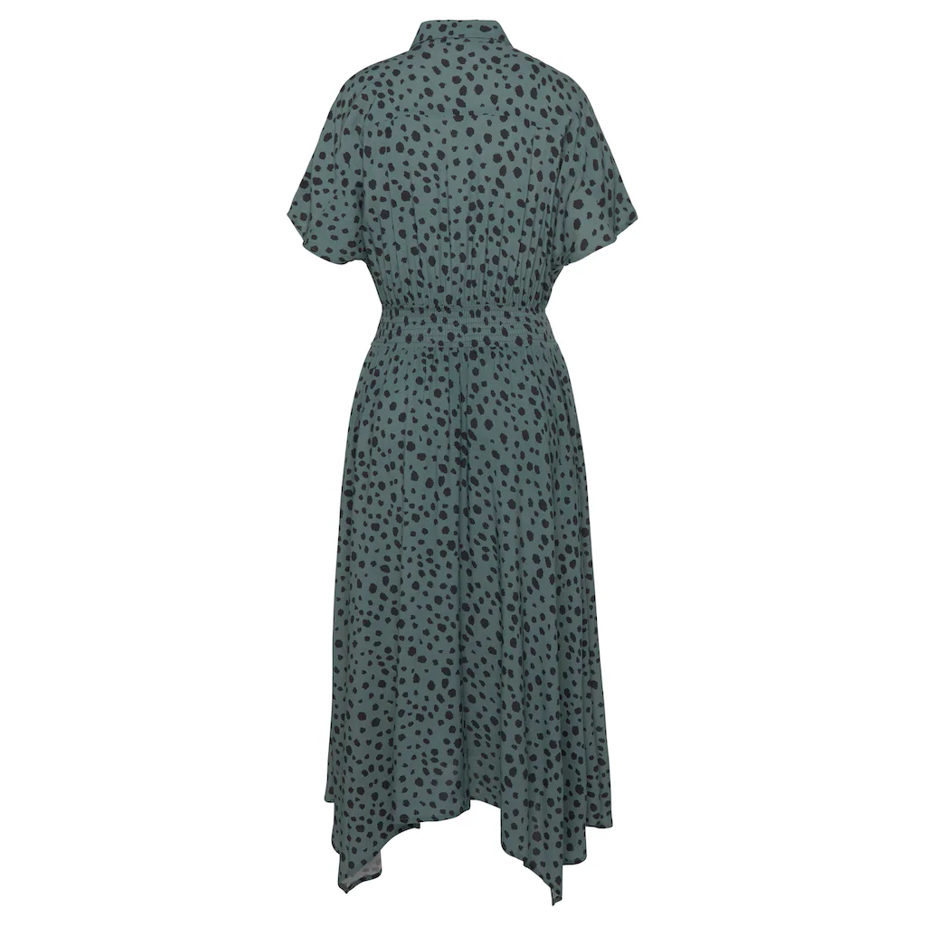 LASCANA Druckkleid mit Punktedruck und asymmetrischem Saum Hemdblusenkleid Midikleid Speichern exportieren