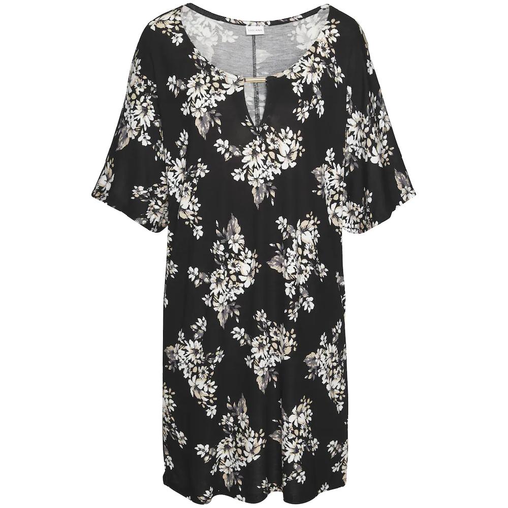 LASCANA Longshirt mit dezentem Blumendruck Shirtkleid mit weiten Ärmel 2025