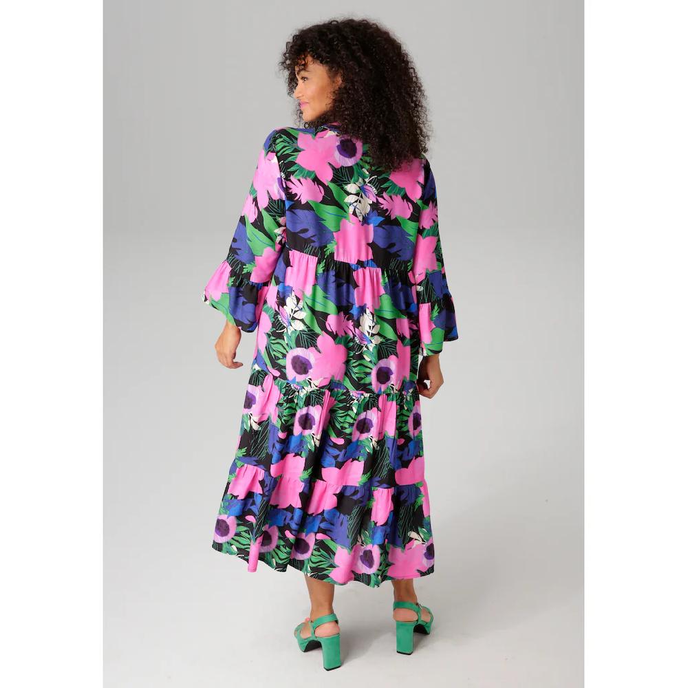 Aniston PLUS Midikleid mit farbenfrohem großflächigem Blumendruck - NEUE KOLLEKTION Verkauf