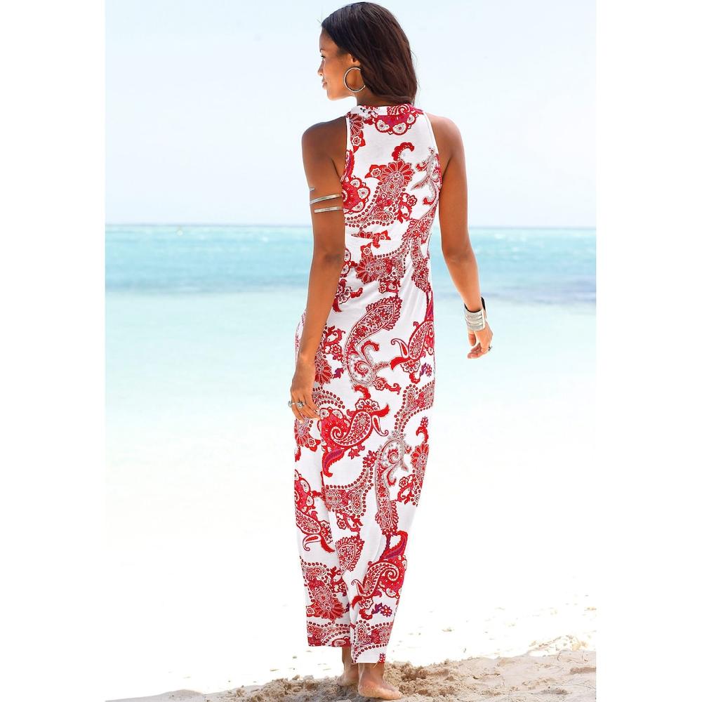 LASCANA Maxikleid mit verstellbarem Ausschnitt Sommerkleid Strandkleid Schlussverkauf