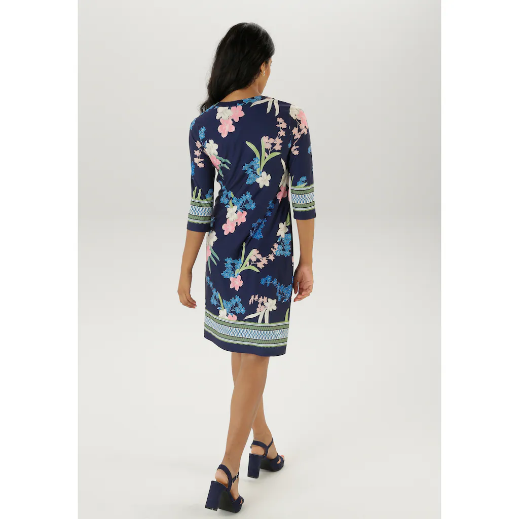 Aniston SELECTED Jerseykleid mit modisch gemusterter Zickzack Bordüre - NEUE KOLLEKTION Kostenloser Versand