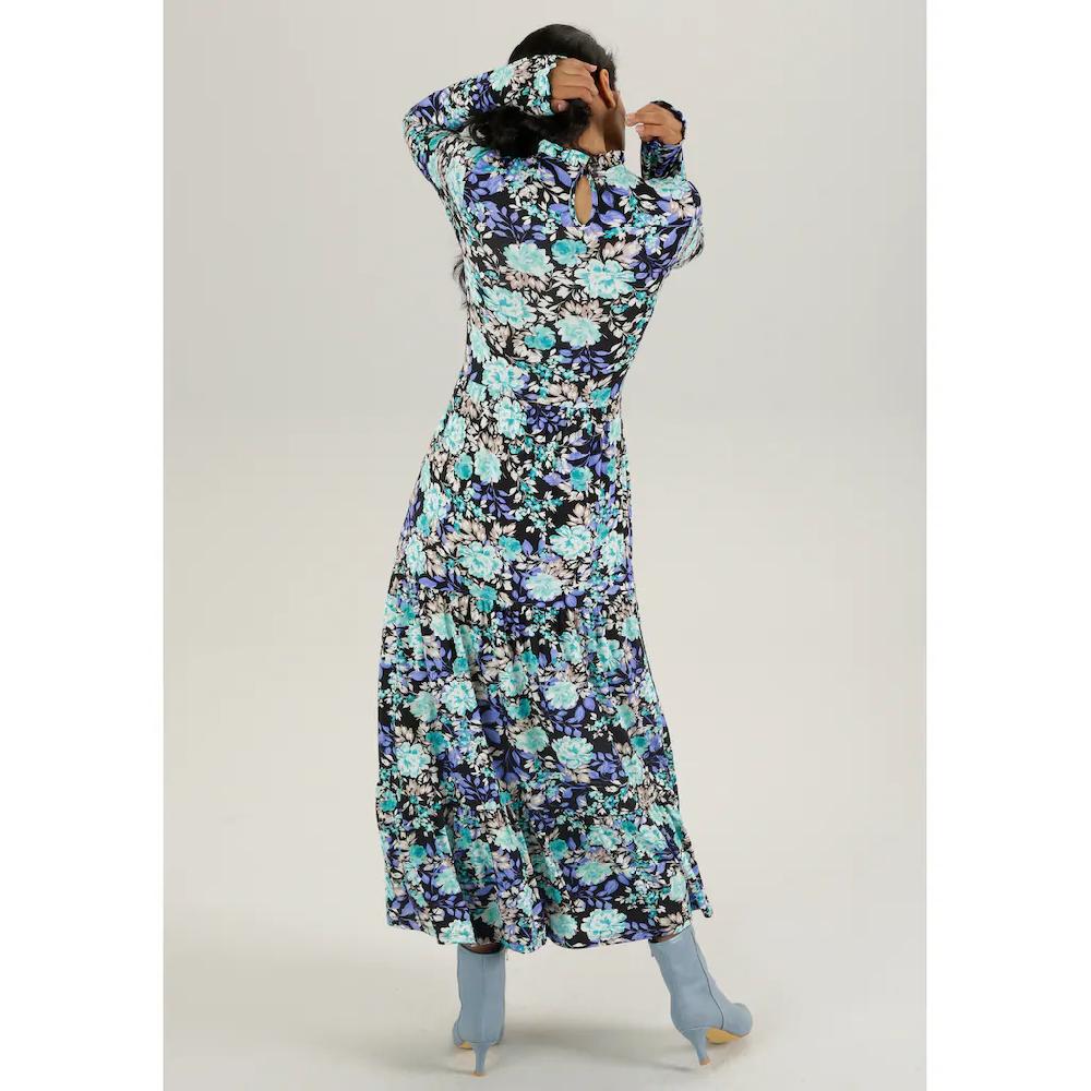 Aniston SELECTED Maxikleid mit romantischem Rosendruck und Rüschenverzierung Begrenztes Angebot