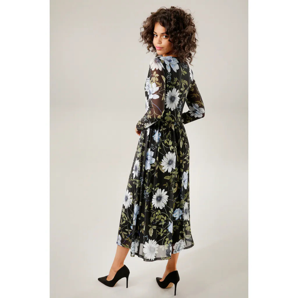 Aniston CASUAL Midikleid mit großflächigem Blüten- und Blätterdruck Preisnachlass