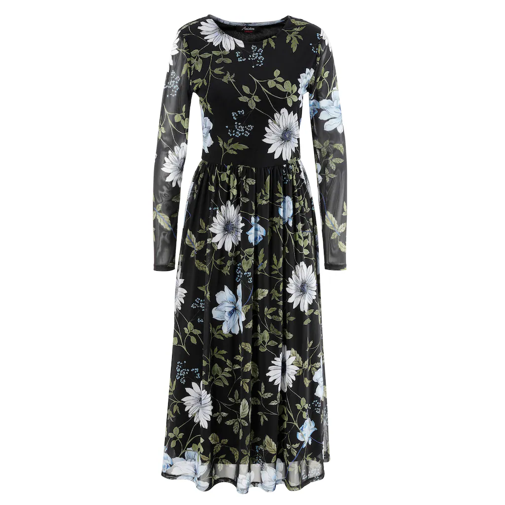 Aniston CASUAL Midikleid mit großflächigem Blüten- und Blätterdruck Preisnachlass