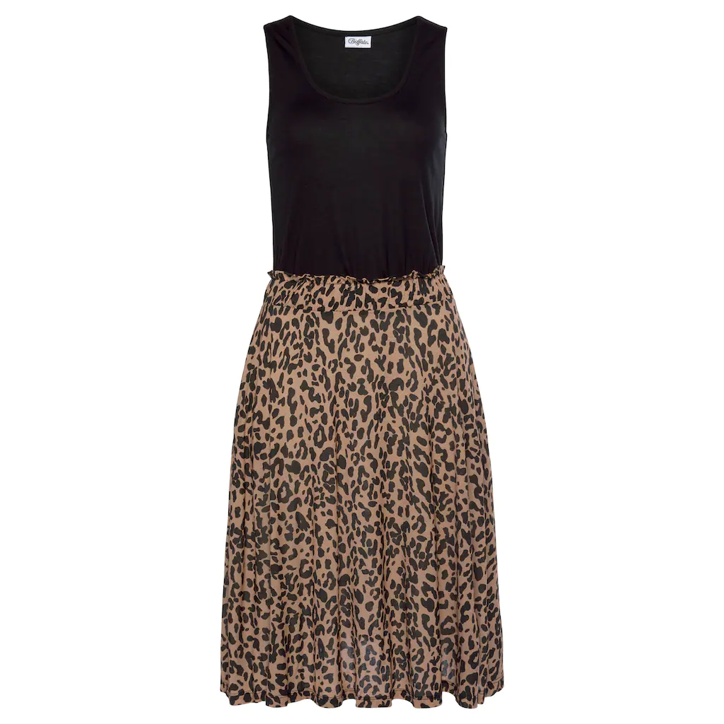 Buffalo Jerseykleid mit Paperbag-Bund und Animalprint Leokleid Sommerkleid Weihnachtsangebot