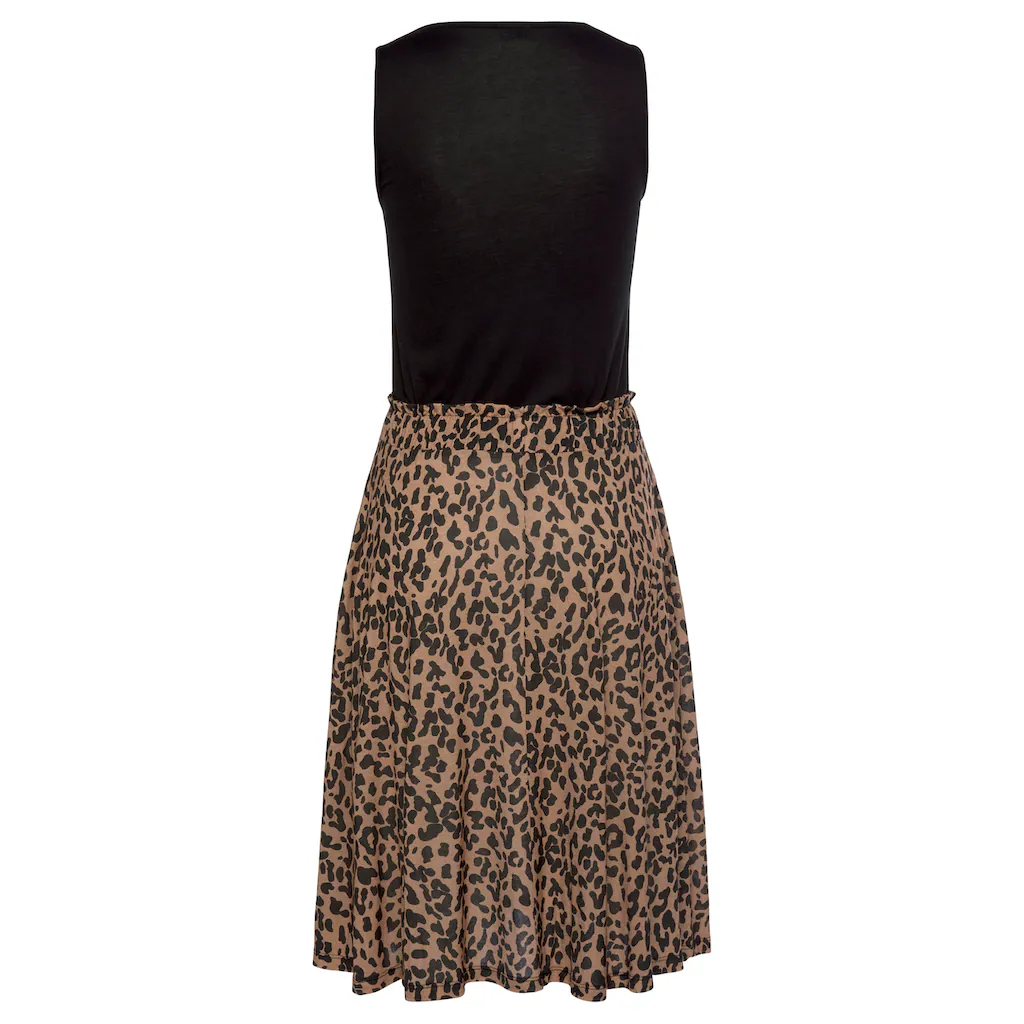 Buffalo Jerseykleid mit Paperbag-Bund und Animalprint Leokleid Sommerkleid Weihnachtsangebot