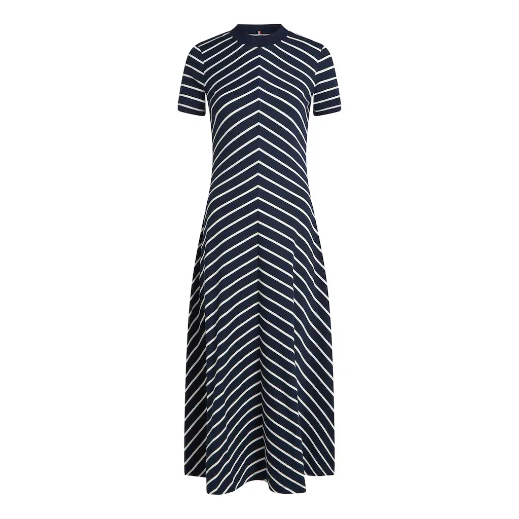 Tommy Hilfiger Midikleid »MODERN F&F MIDI DRESS« mit Logostickerei mit Teilungsnähten Osterangebot