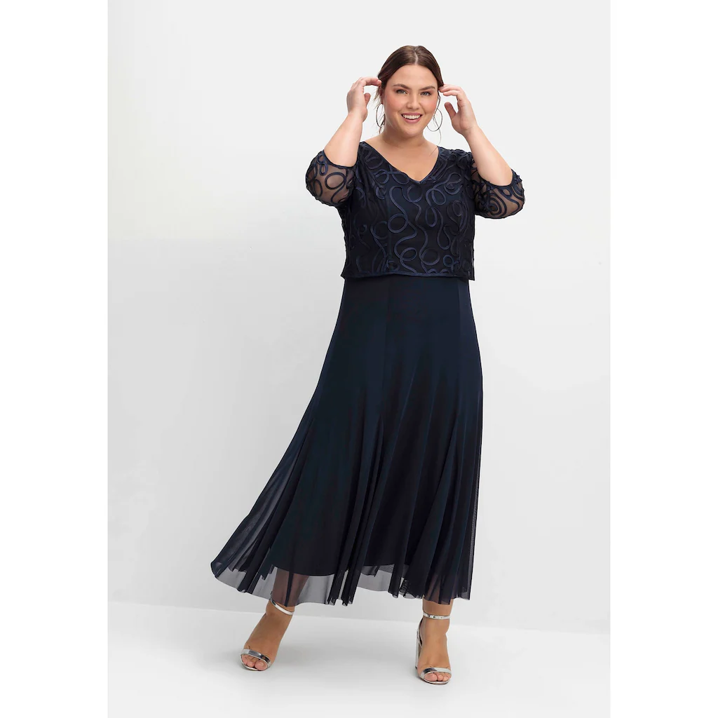 Sheego Abendkleid »Große Größen« aus Mesh mit Zierborten Online Outlet
