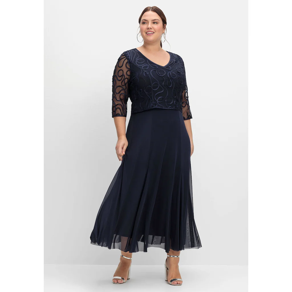 Sheego Abendkleid »Große Größen« aus Mesh mit Zierborten Online Outlet
