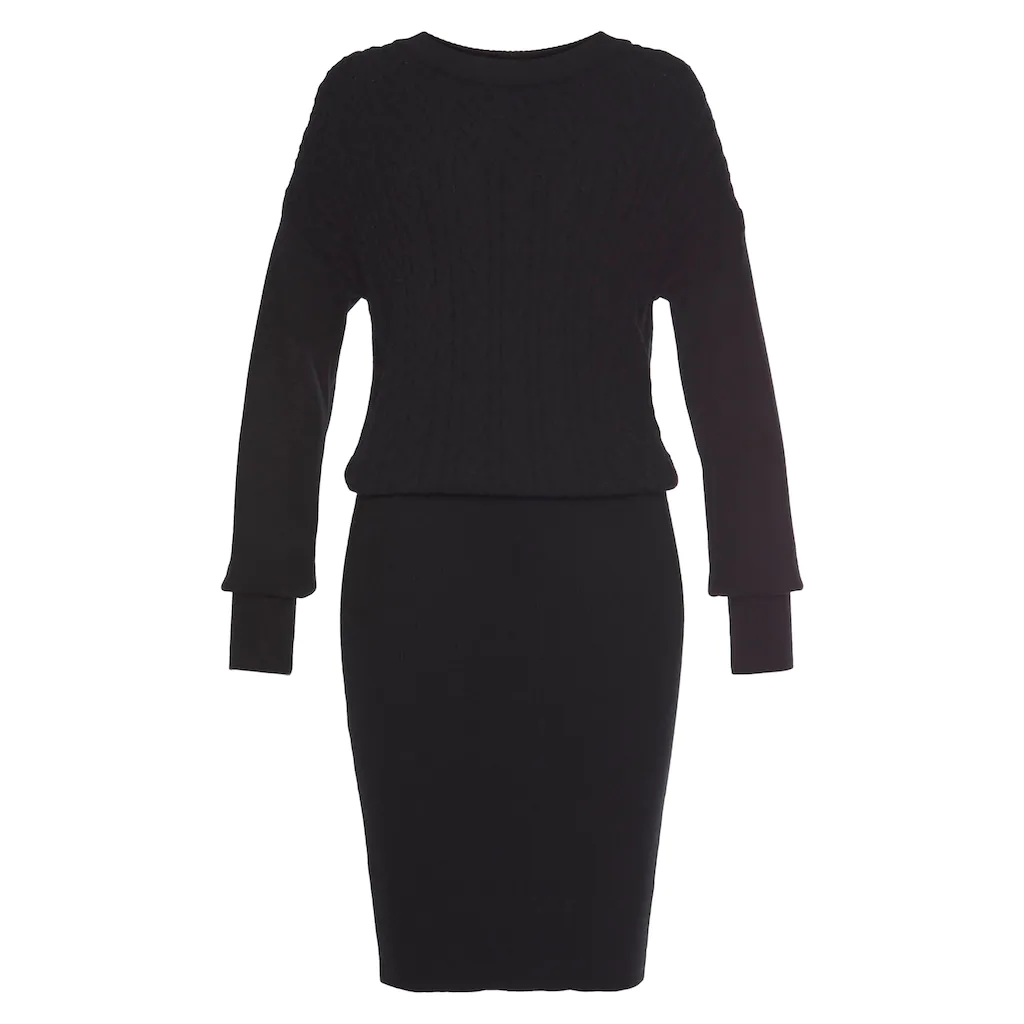 LASCANA Strickkleid mit Zopfmuster elegantes Herbst- Winterkleid Minikleid Saisonale Angebote