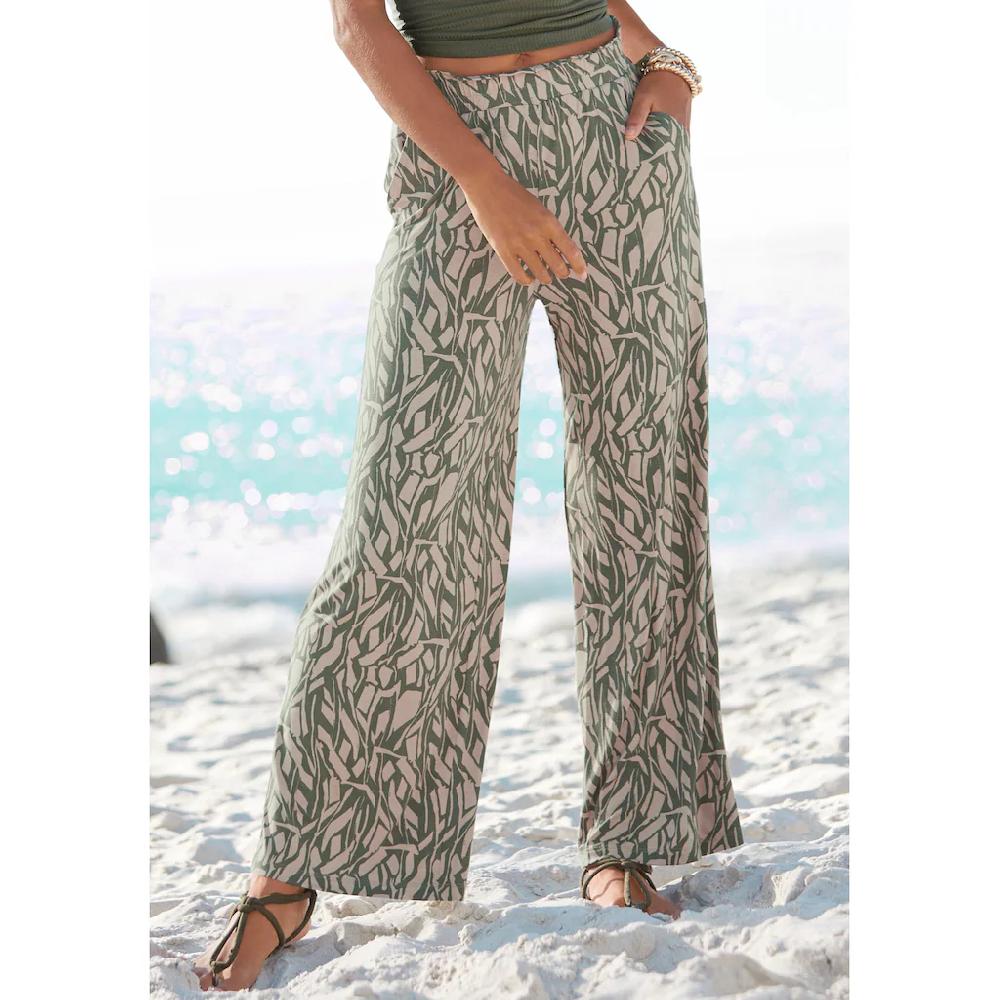 Buffalo Jerseyhose mit Alloverdruck in Paperbag-Optik Wide-Leg Neueste Stile