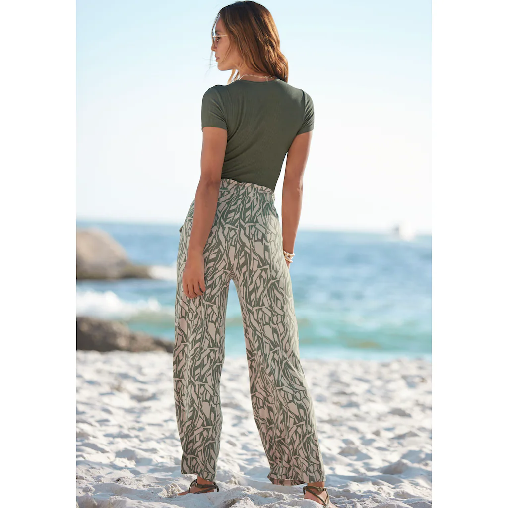 Buffalo Jerseyhose mit Alloverdruck in Paperbag-Optik Wide-Leg Neueste Stile