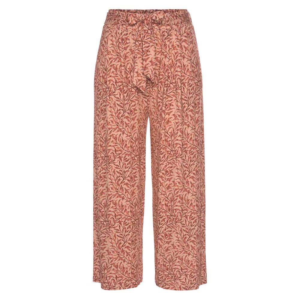 Beachtime Culotte (mit Bindegürtel) mit Blätterdruck und Bindeband luftig-leichte Sommerhose Letzte 2 Tage