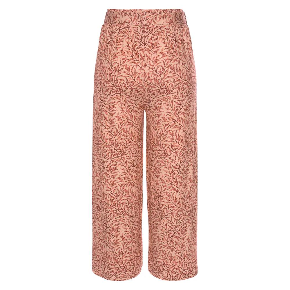 Beachtime Culotte (mit Bindegürtel) mit Blätterdruck und Bindeband luftig-leichte Sommerhose Letzte 2 Tage