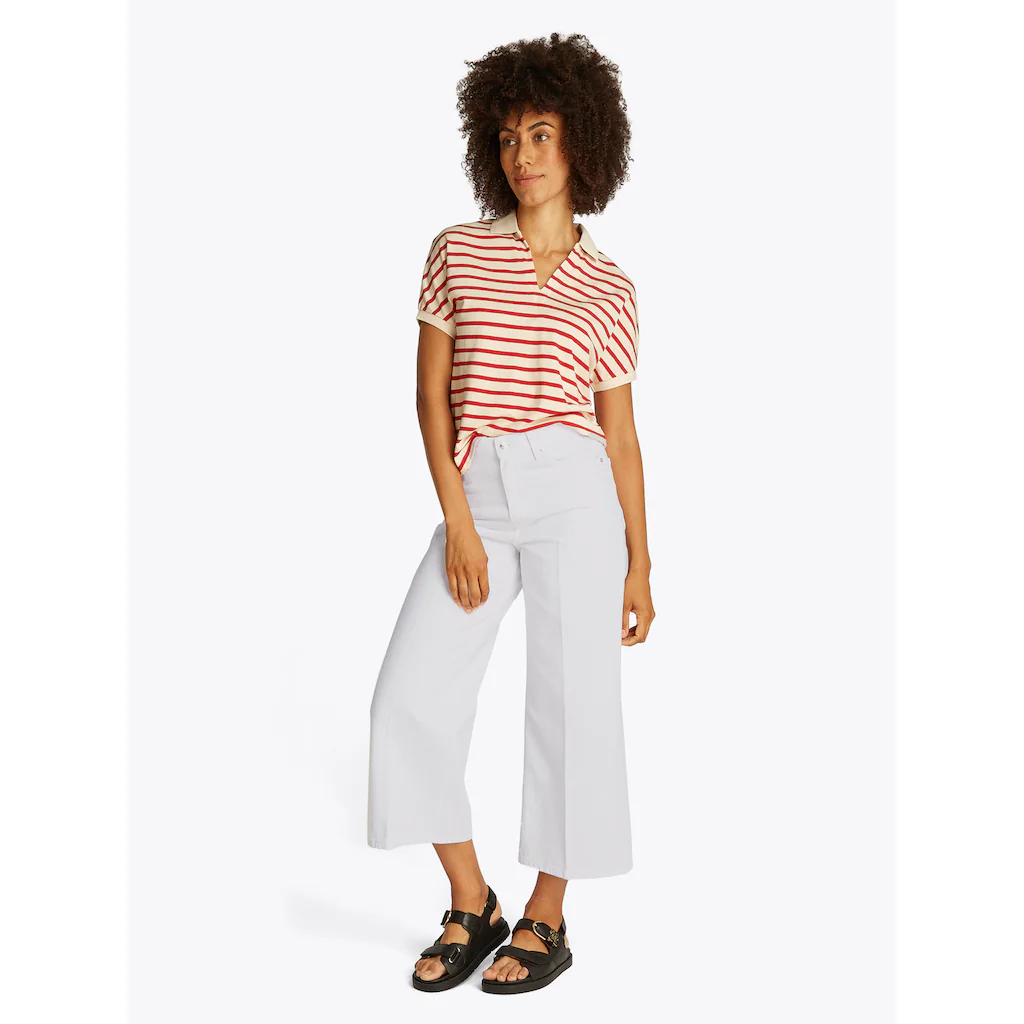 Tommy Hilfiger Weite Jeans »WIDE LEG HW LOU« mit Logo-Badge mit Nieten mit Bügelfalten 50% Rabatt mit kostenlosem Versand