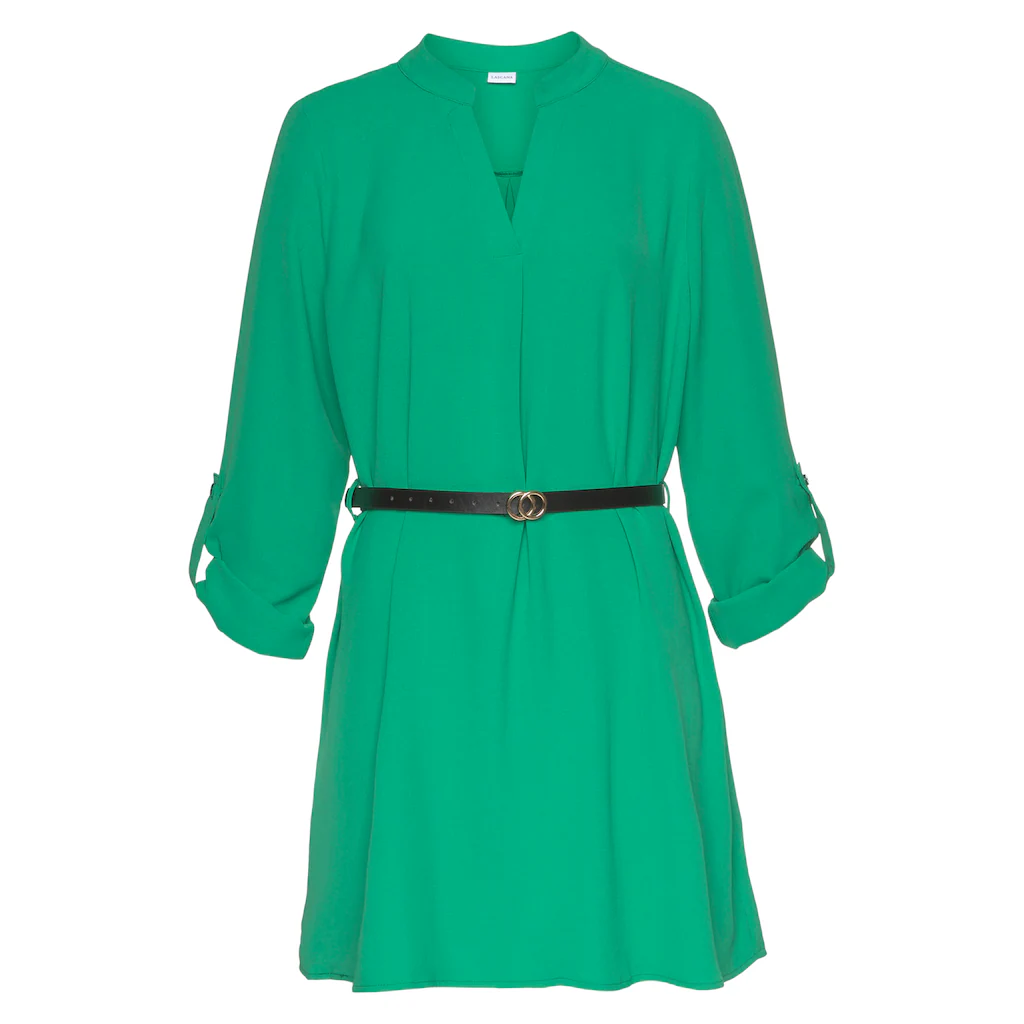 LASCANA Longbluse (mit Gürtel in Lederoptik) aus gekreppter Ware lockeres Blusenkleid elegant-chic Schlussverkauf