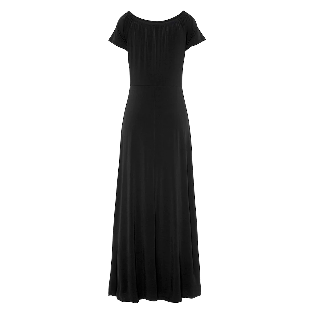 LASCANA Maxikleid mit langen Beinschlitzen und Carmenausschnitt schulterfrei Basic Günstig kaufen