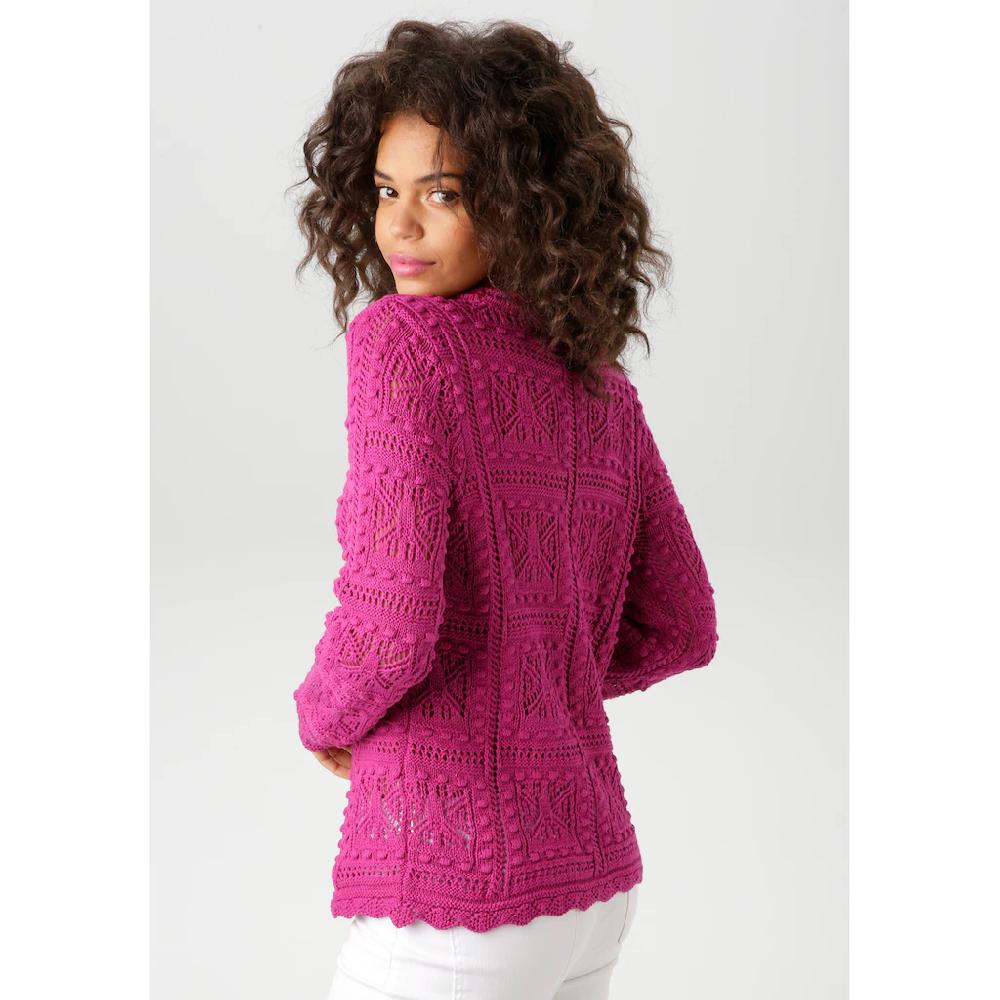 Aniston CASUAL Strickpullover im attraktiven Ajour-Muster-Mix - NEUE KOLLEKTION Großer Ausverkauf