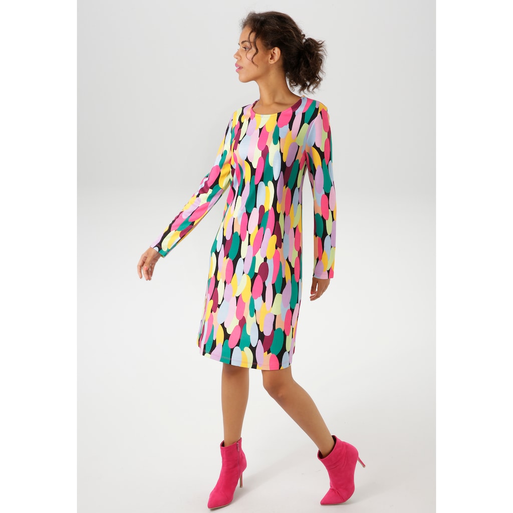 Aniston CASUAL Jerseykleid mit farbenfrohen grafischen Druck - NEUE KOLLEKTION Saisonschlussverkauf