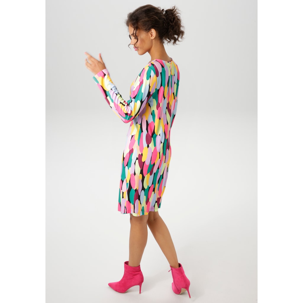 Aniston CASUAL Jerseykleid mit farbenfrohen grafischen Druck - NEUE KOLLEKTION Saisonschlussverkauf