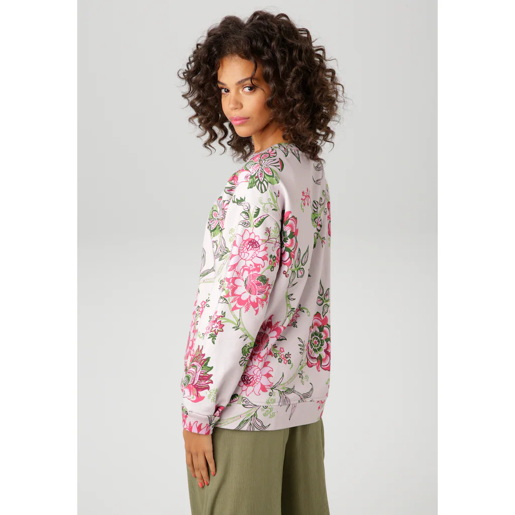 Aniston CASUAL Sweatshirt im extravaganten Blumendruck mit Folienprint - NEUE KOLLEKTION Cyber Monday