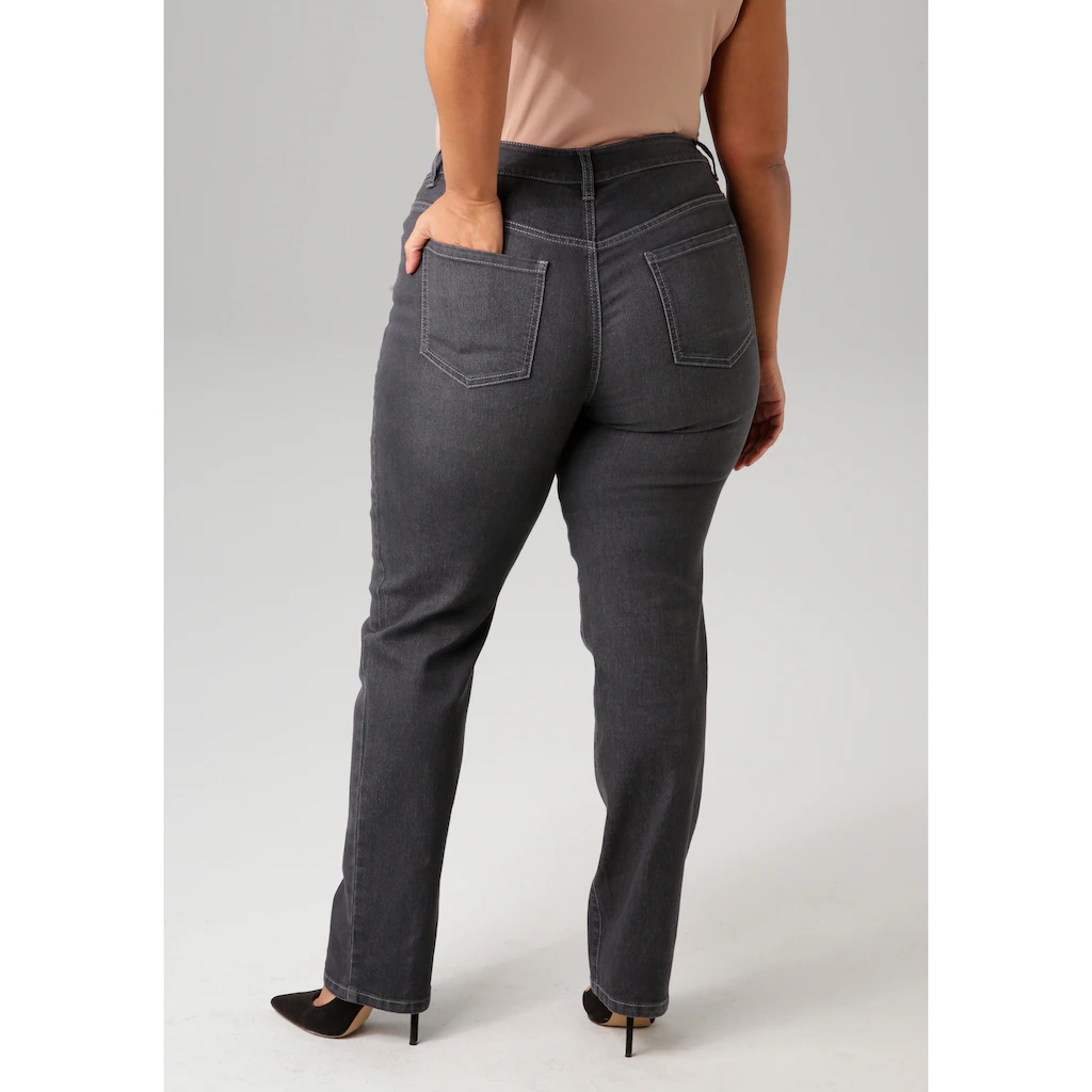 Aniston PLUS Straight-Jeans mit leichtem Used-Effekt - NEUE KOLLEKTION Muttertagsangebot