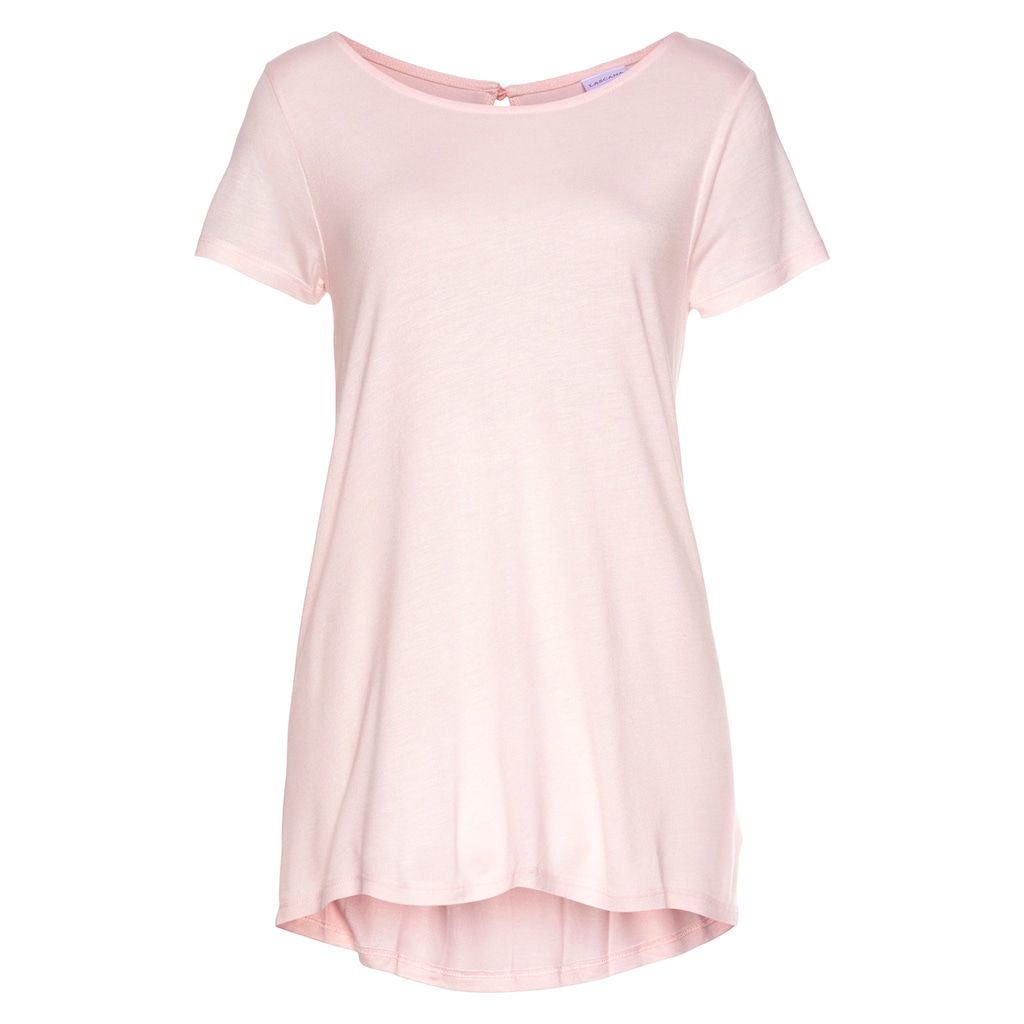LASCANA T-Shirt mit verlängertem Rückenteil Kurzarmshirt Longshirt Basic Valentinstagsangebot