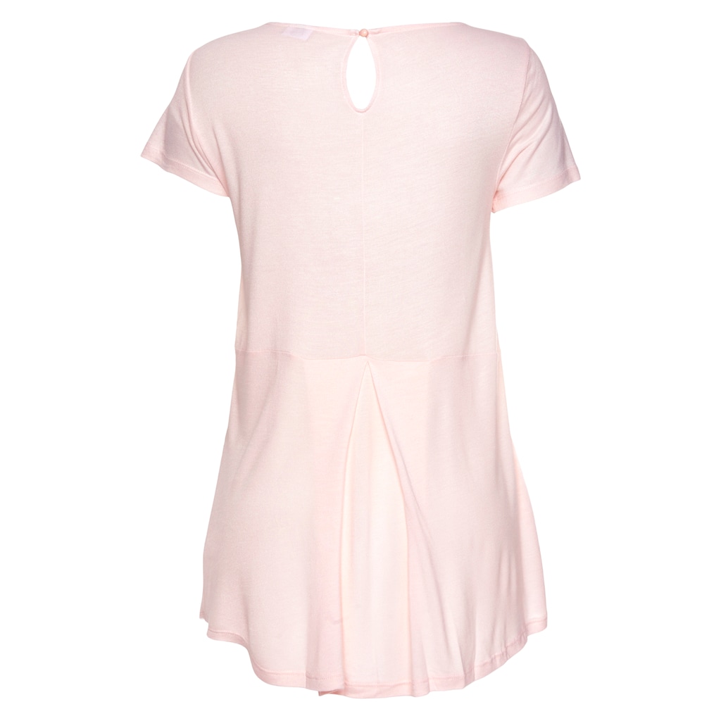 LASCANA T-Shirt mit verlängertem Rückenteil Kurzarmshirt Longshirt Basic Valentinstagsangebot