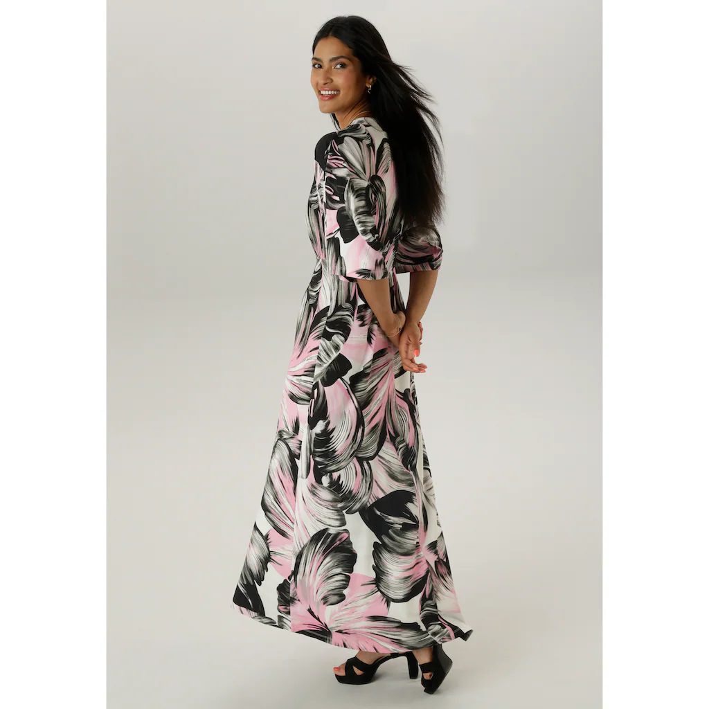 Aniston SELECTED Maxikleid mit weiten 3/4-langen Ärmeln und fantasievollem Druck Top Angebot