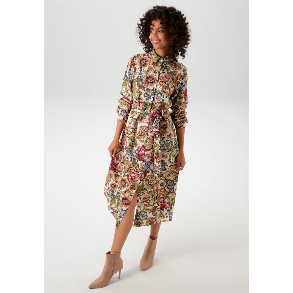 Aniston CASUAL Blusenkleid mit farbharmonischem großflächigen Blumendruck - NEUE KOLLEKTION Zeitlich begrenztes Angebot