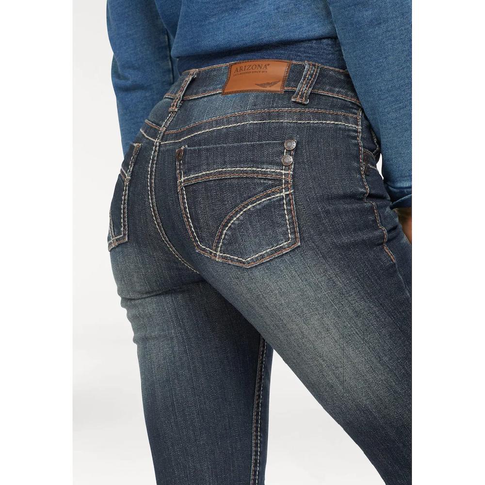 Arizona Gerade Jeans »Kontrastnähte« niedrige Leibhöhe in 5-Pocket-Form Used-Look-Waschung Riesige Ersparnisse