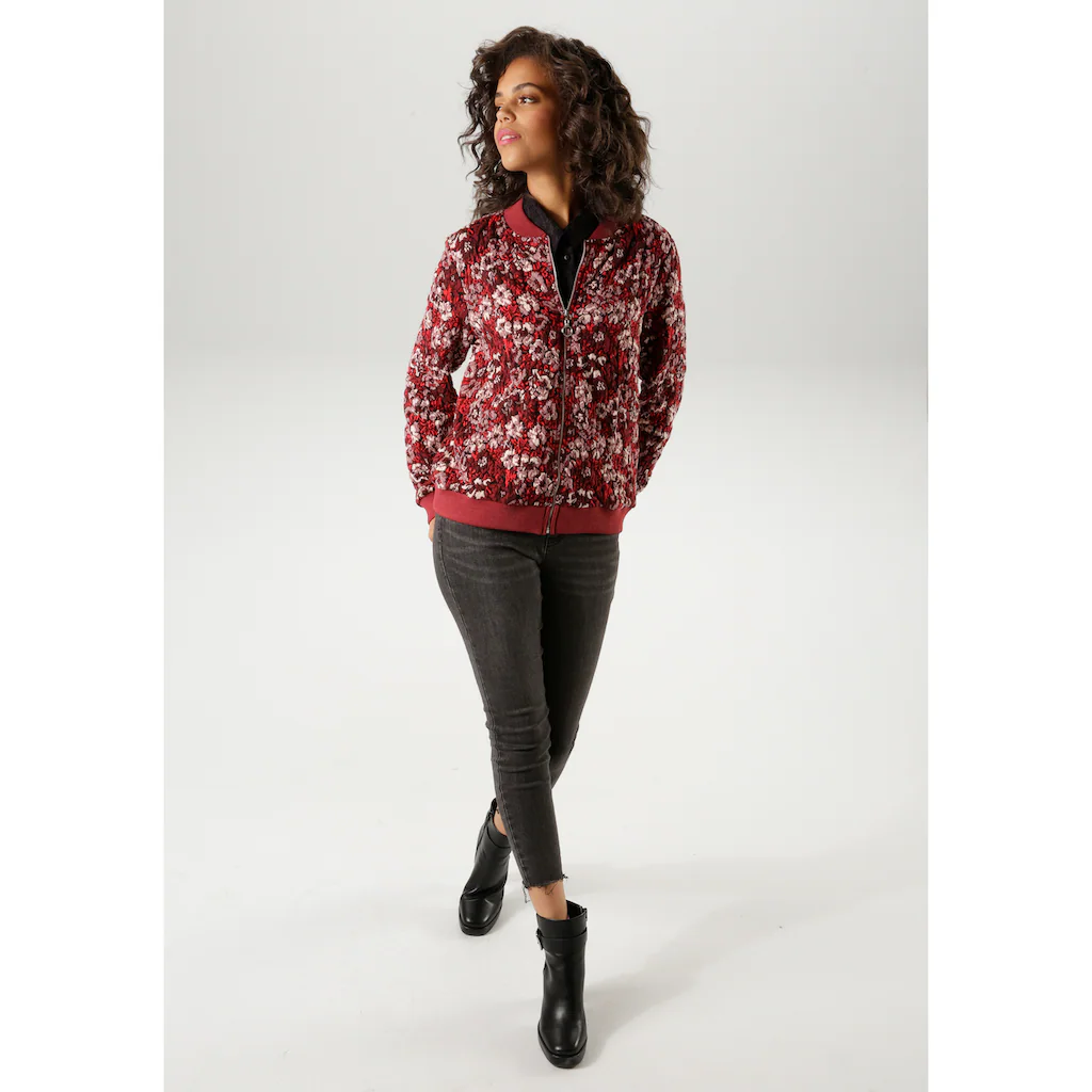 Aniston CASUAL Blouson mit kunstvollem Blumenmuster - jedes Teil ein Unikat Bis zu 50% Rabatt
