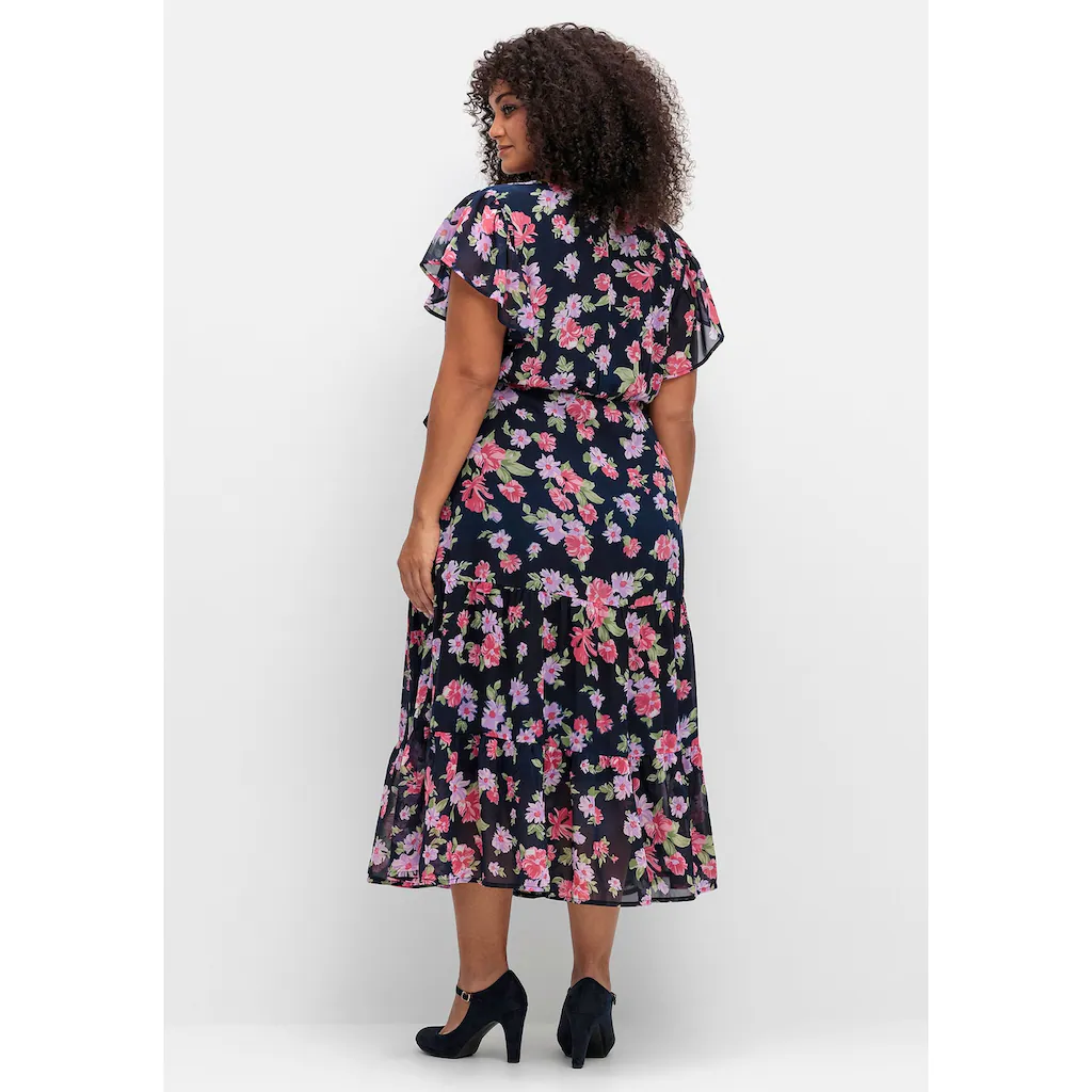 sheego by Joe Browns Chiffonkleid »Große Größen« mit Blumendruck und Bindegürtel Vierteljährliche Förderung