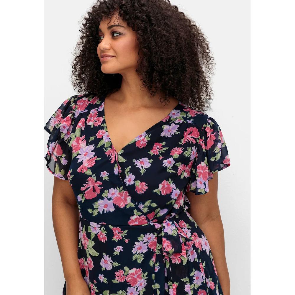 sheego by Joe Browns Chiffonkleid »Große Größen« mit Blumendruck und Bindegürtel Vierteljährliche Förderung