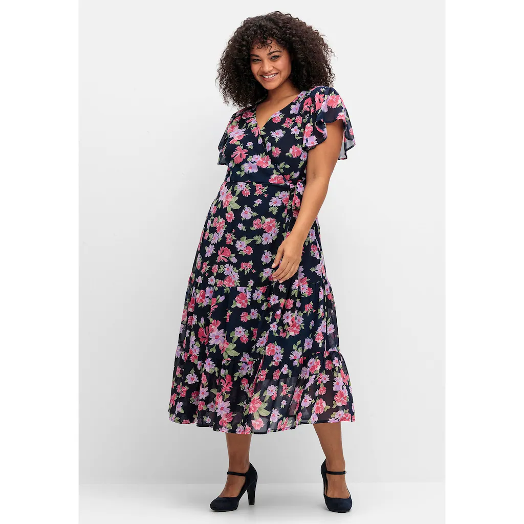 sheego by Joe Browns Chiffonkleid »Große Größen« mit Blumendruck und Bindegürtel Vierteljährliche Förderung
